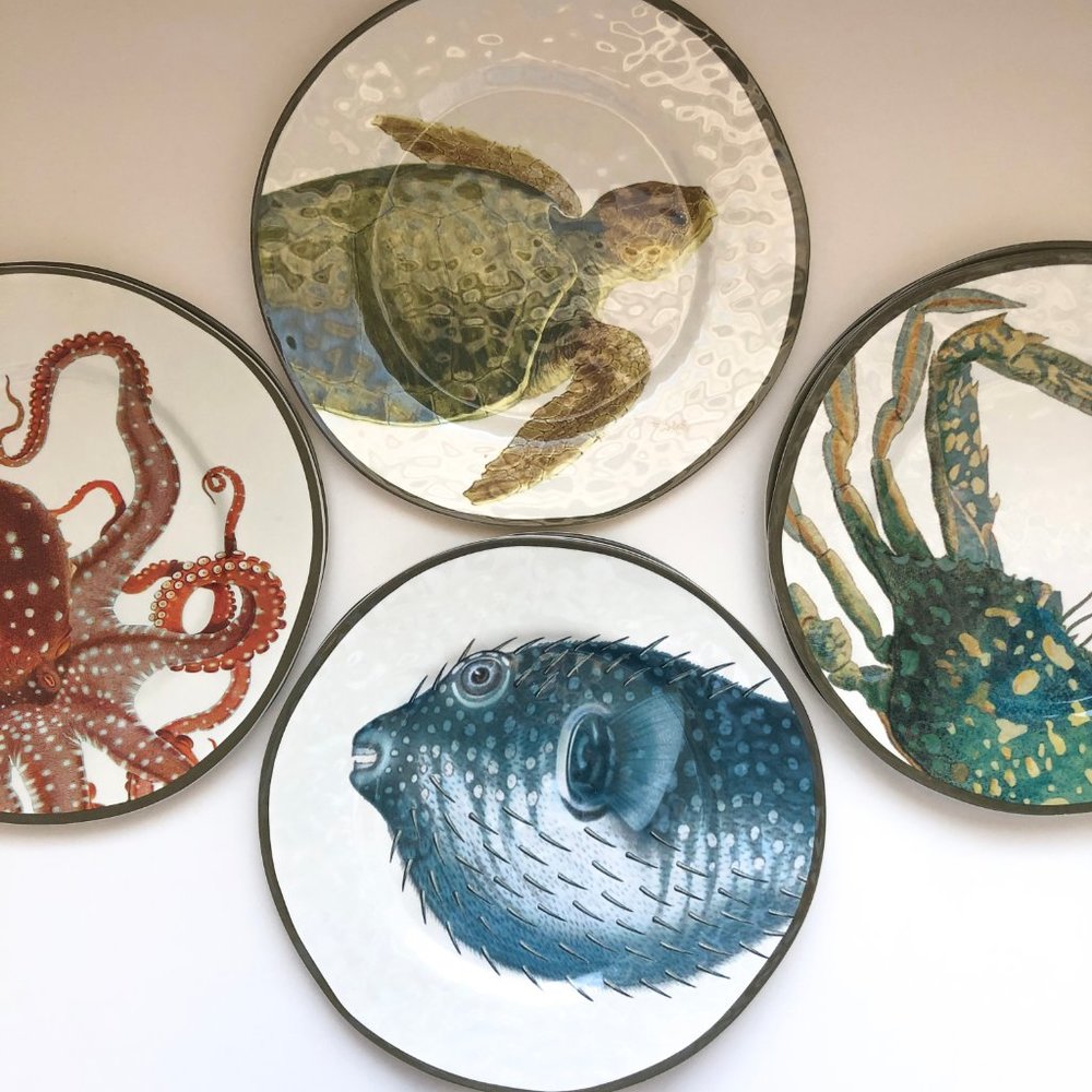 Pottery Barn (8) Under The Sea Critter Plates